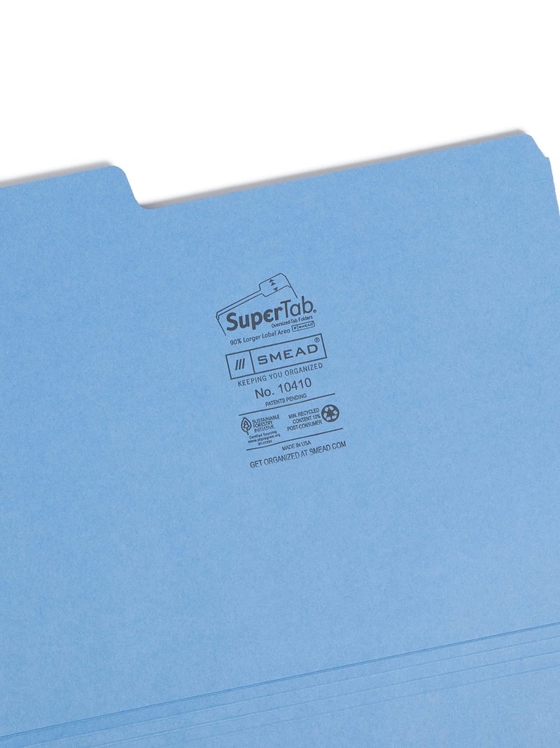 Smead SuperTab Heavyweight File Folder, Oversized 1/3-Cut Tab, Letter Size, Assorted Primary Colors, 50 per Box (10410) - Image 3